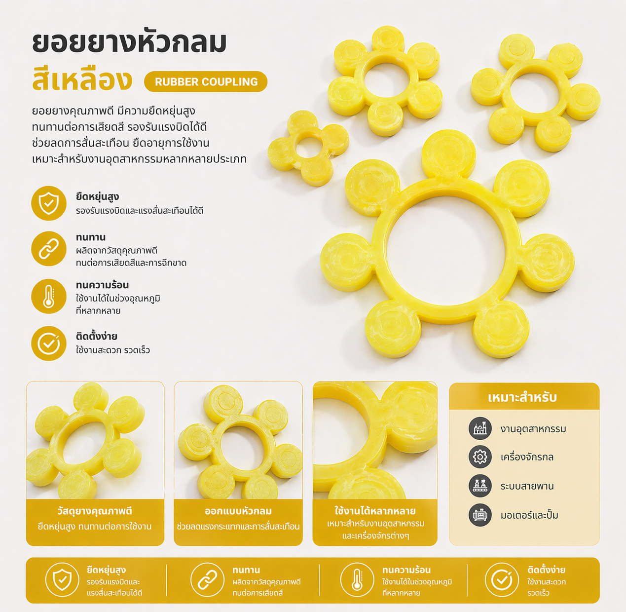 ยอยยางหัวกลม สีเหลือง MT13